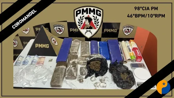 PM prende quadrilha por tráfico de drogas e apreende grande quantidade de entorpecentes em Coromandel