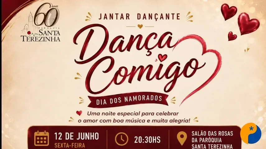 Baile “Dança Comigo” promete noite romântica e muita música em Patos de Minas.