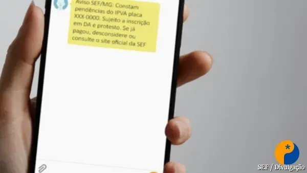 SEF/MG envia SMS a proprietários de veículos com IPVA 2026 em atraso