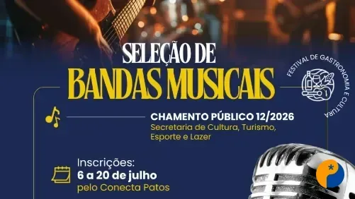 Prefeitura abre edital para selecionar 10 bandas que vão se apresentar no Festival de Gastronomia e Cultura 2026