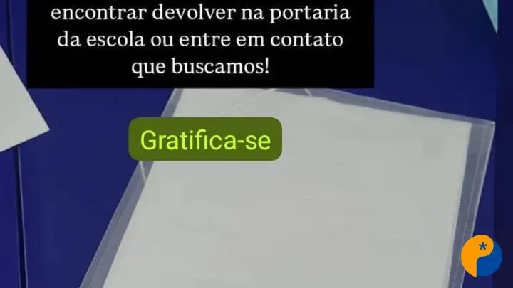 Gratificação é oferecida para quem encontrar e devolver pasta com documentos perdida próximo ao CAIC