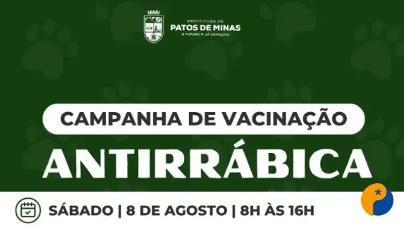 Campanha de vacinação antirrábica começa em Patos de Minas com atendimento fixo e ações nos bairros
