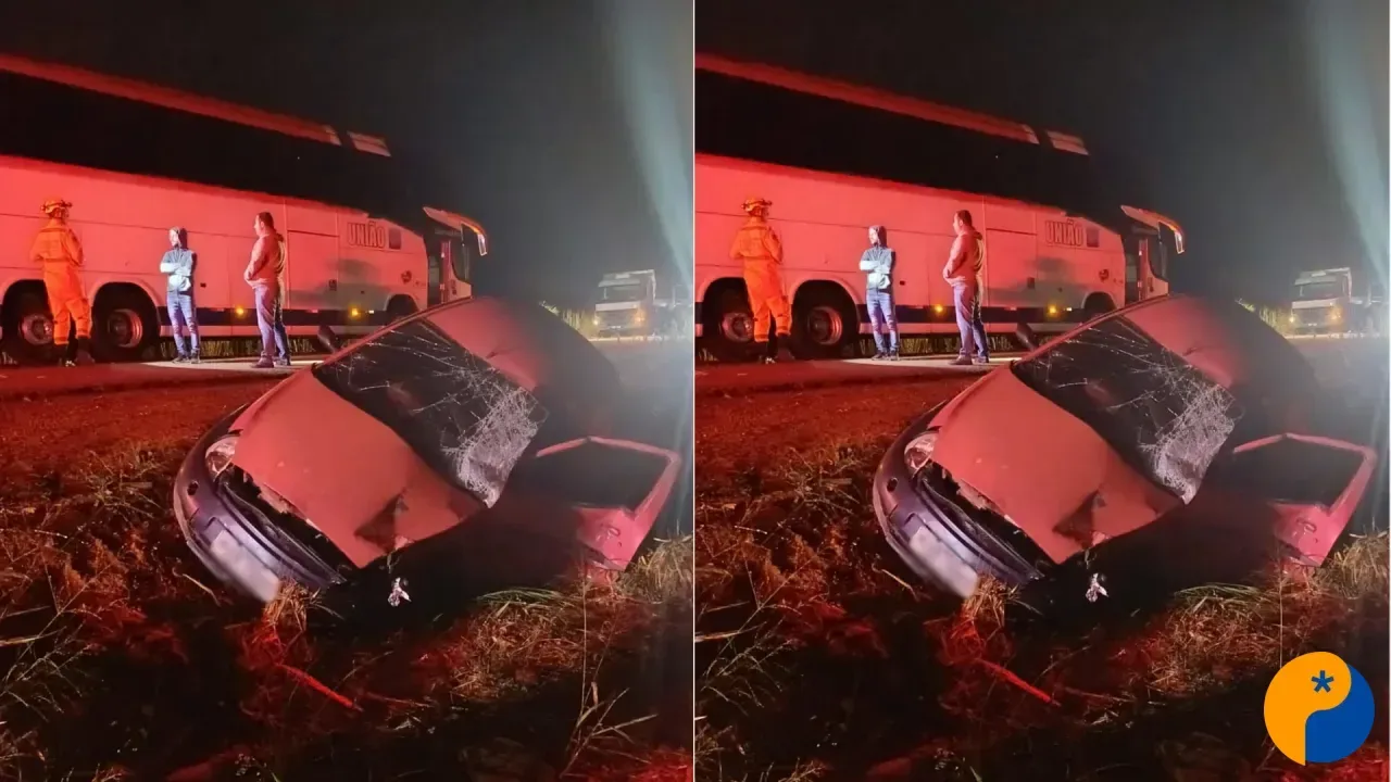 Colisão entre ônibus e carro na BR-365 deixa um morto e uma mulher ferida em Patrocínio 