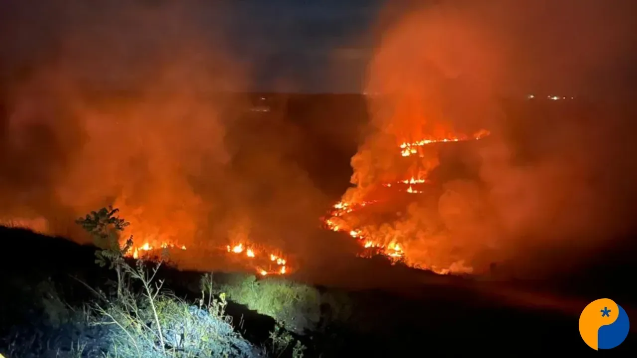 Incêndio em vegetação atinge cerca de 45 hectares no distrito de Santana de Patos