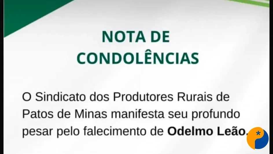 Sindicato rural de Patos de Minas lamenta a morte de Odelmo Leão