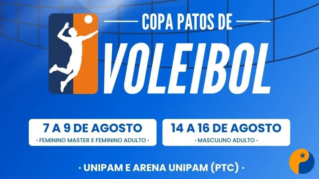 Copa Patos de Voleibol 2026 reúne atletas de diferentes categorias a partir do dia 7 de agosto