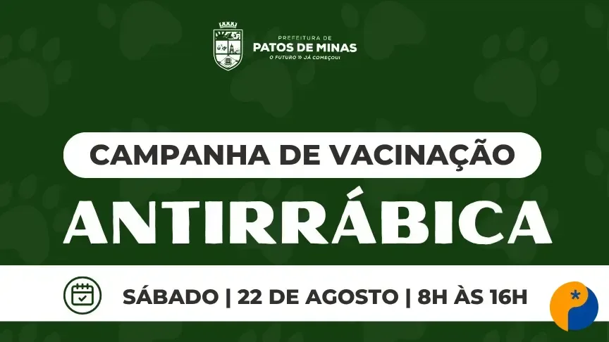 Campanha de vacinação antirrábica acontece neste sábado em Patos de Minas
