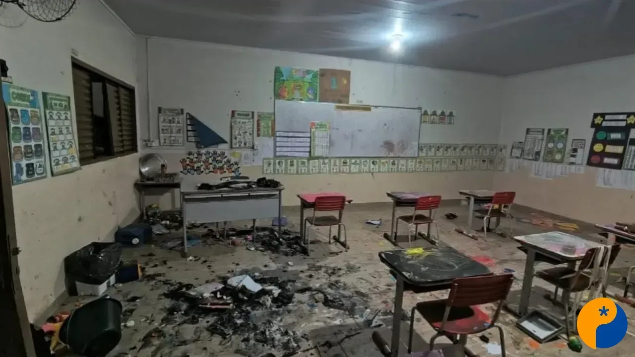 Escola municipal é atingida por incêndio em Presidente Olegário; atividades são suspensas 