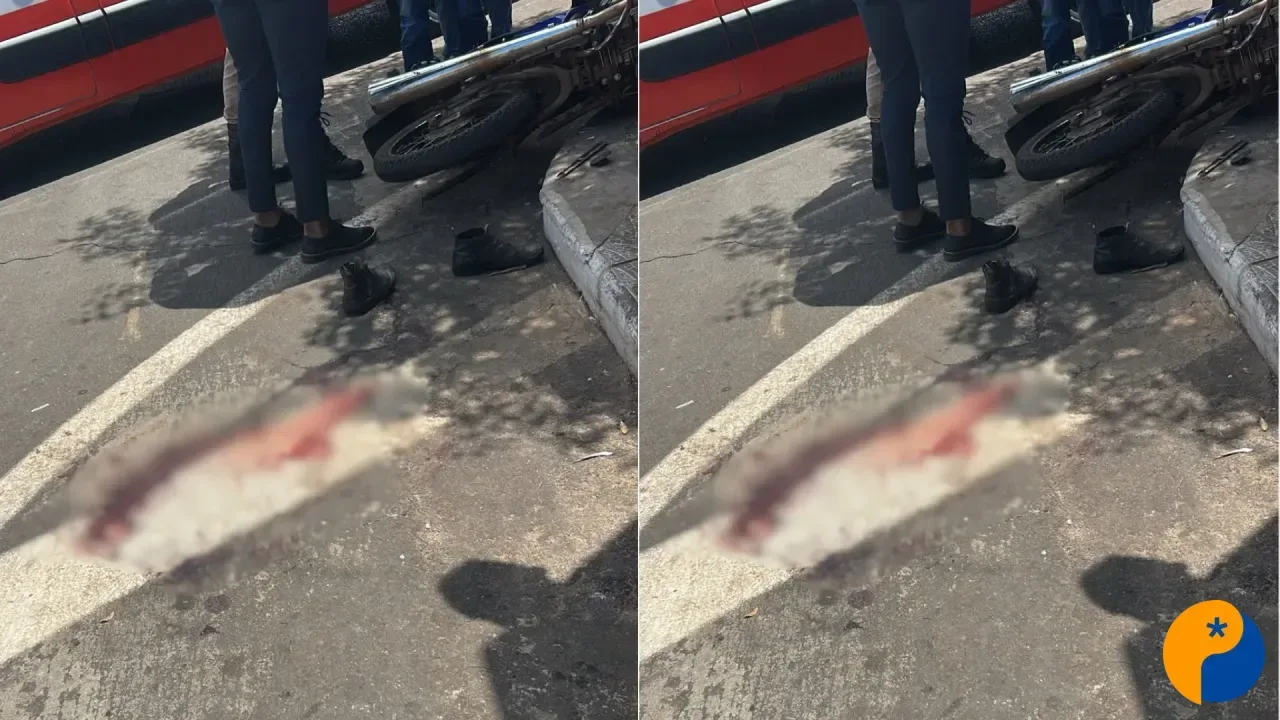 Motociclista sofre fratura exposta após colisão com carro no Centro de Patos de Minas
