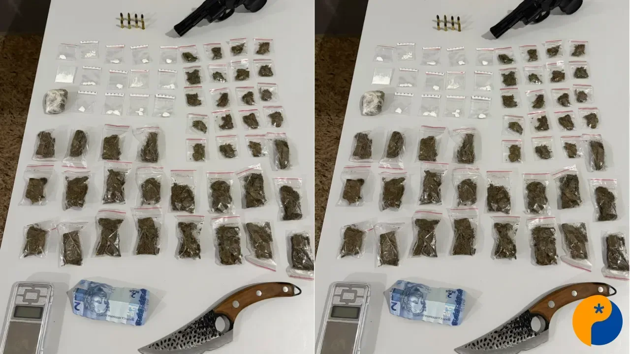 Homem é preso com drogas, munições e simulacro de arma em Brasilândia de Minas